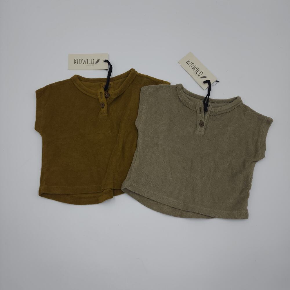 KidWild Organic Bundle of Two Terry Boxy Tee Coriander Curry Size 0-3 Months